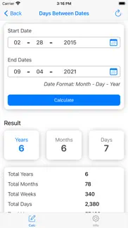 date calculator, days calc iphone screenshot 2