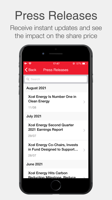 Xcel Energy Investor Relations Screenshot