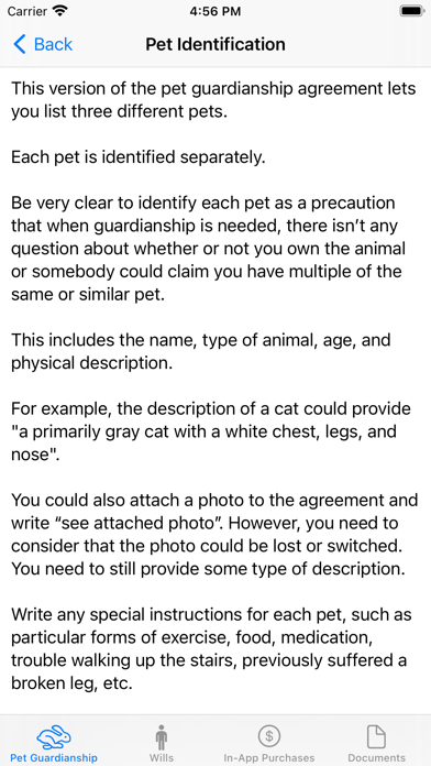 Pet Estate Plan Screenshot
