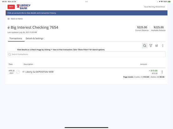 Liberty Savings Bank iPad screenshot 3 - Finance app
