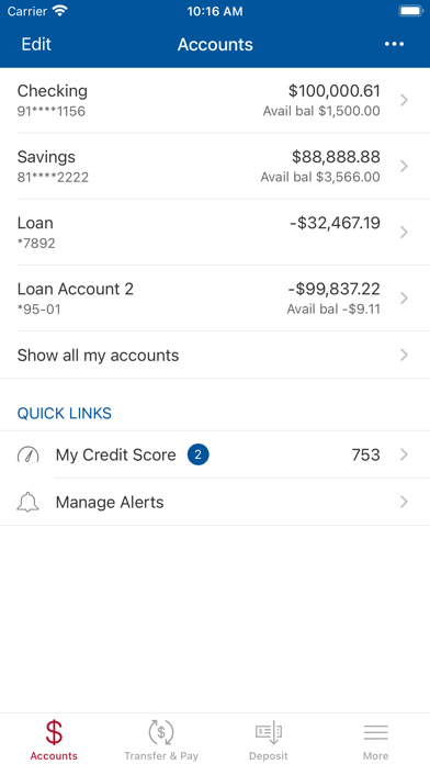 U. S. Postal Service FCU Screenshot