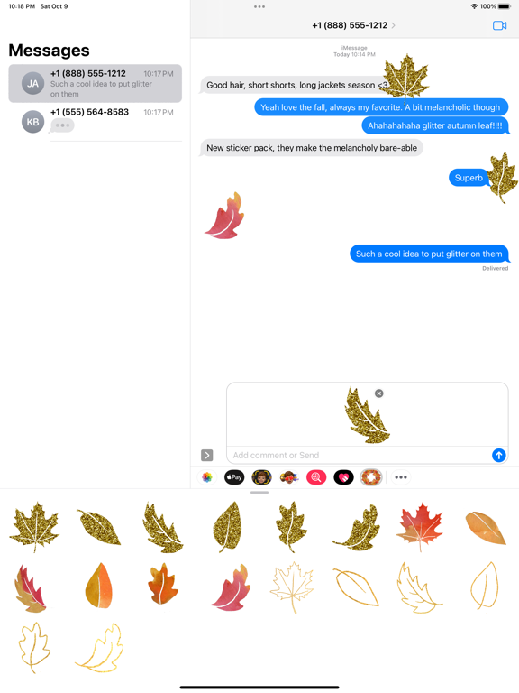 Screenshot #5 pour Glitter Fall Leaves Stickers