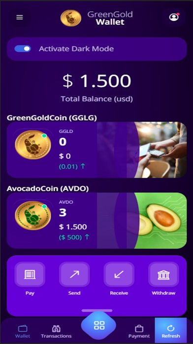 GreenGoldWallet Screenshot