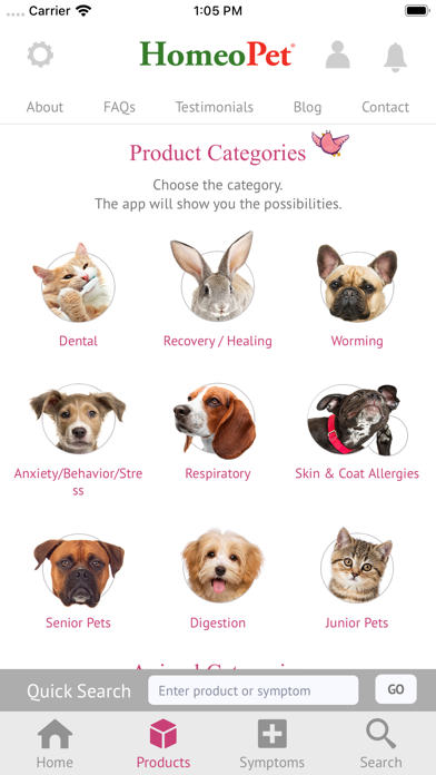 HomeoPet Natural Pet Care App Screenshot