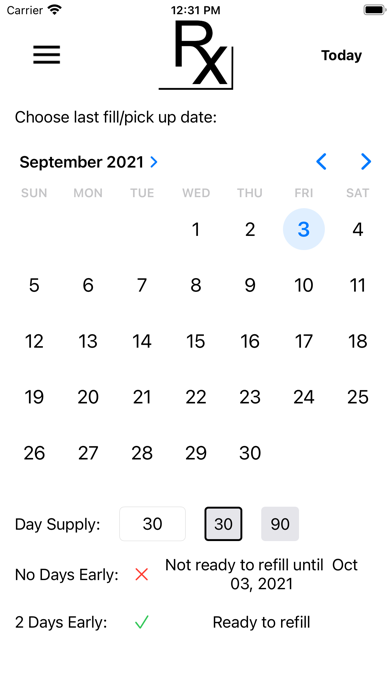 Rx Corner - Calendar Screenshot