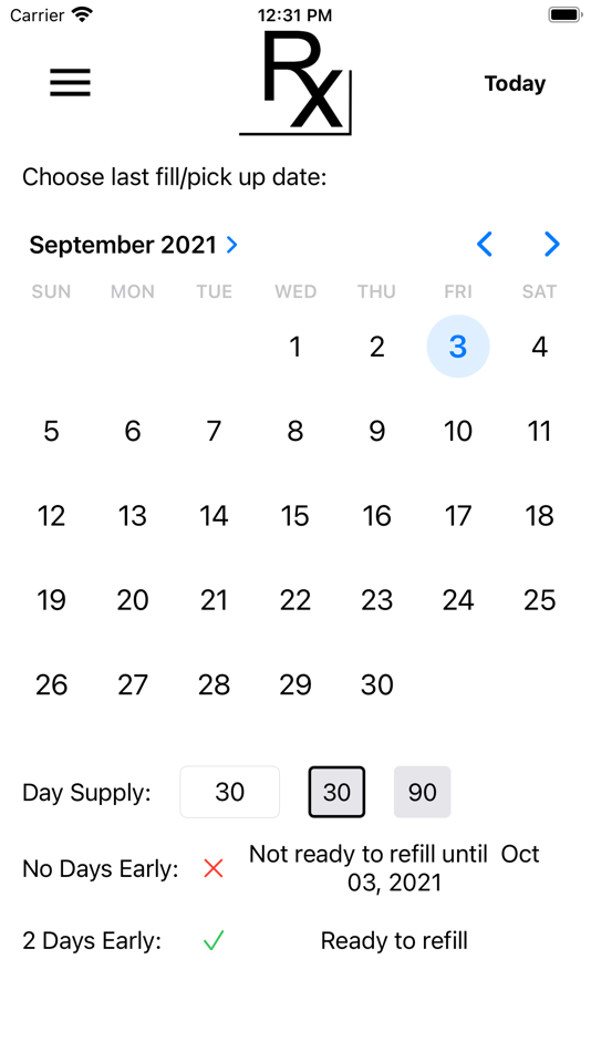 #3. Rx Corner - Calendar (iOS) Podle: Collishaw Technologies