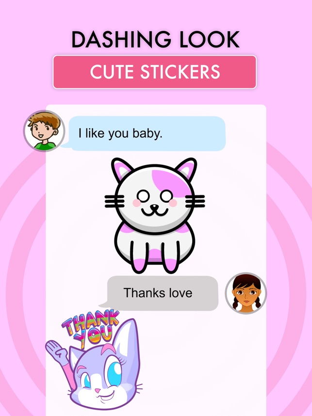 Cute Cat Pink Stickers Pack by Aman Kumar