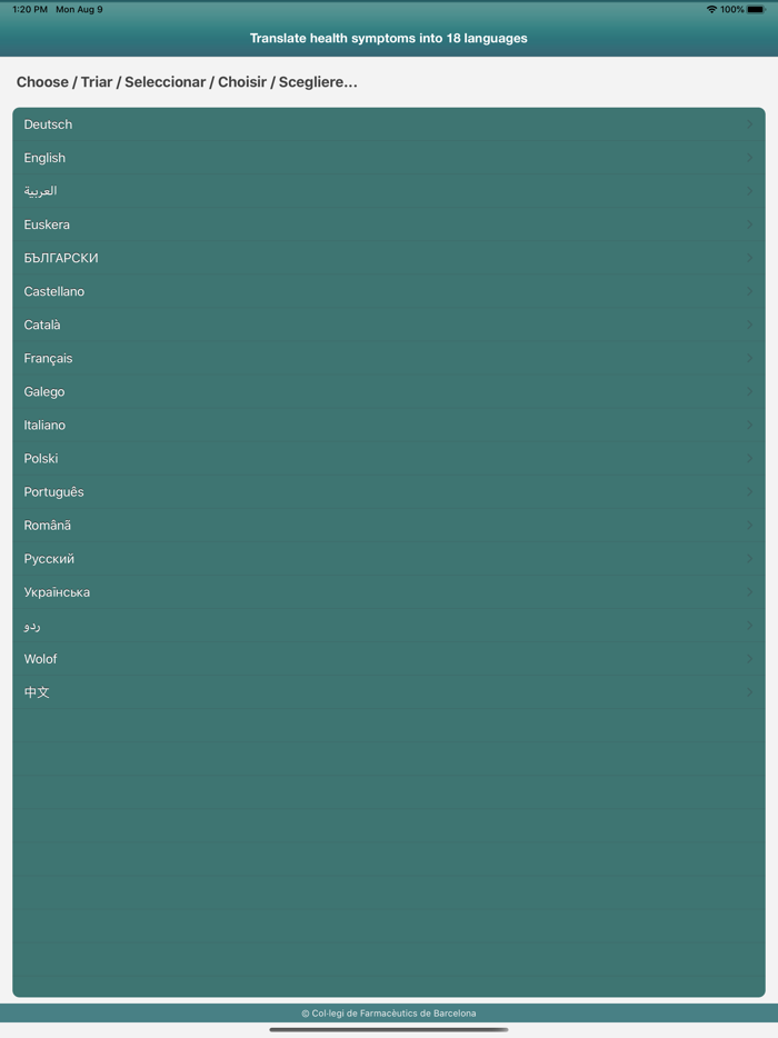 Health symptoms translator