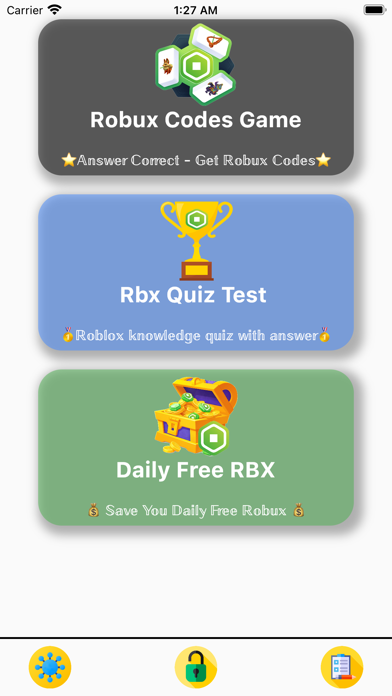 Screenshot #1 pour Robux Codes Gold Cards Quiz