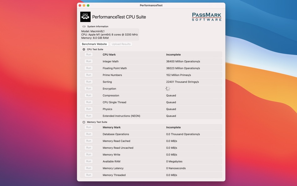 #2. PerformanceTest (macOS) Podle: PassMark Software Inc