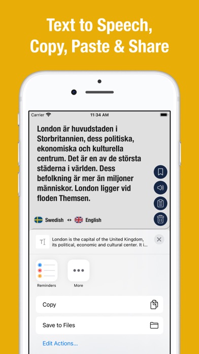 English to Swedish Translator. Screenshot