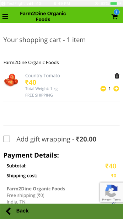 Farm2Dine Organic Foods Screenshot