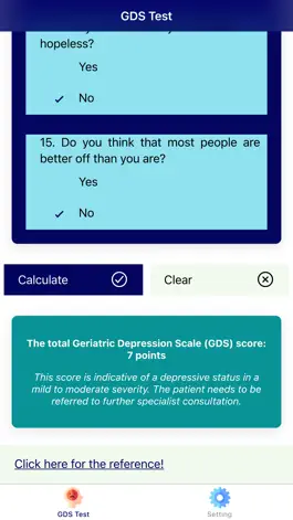 Game screenshot Geriatric Depression Test apk