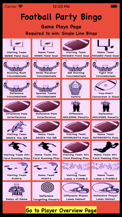 Football Party Bingo Screenshot