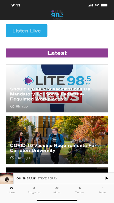 Lite 98.5 CJWL FM Screenshot