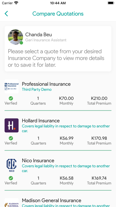 Gari Motor Insurance Screenshot