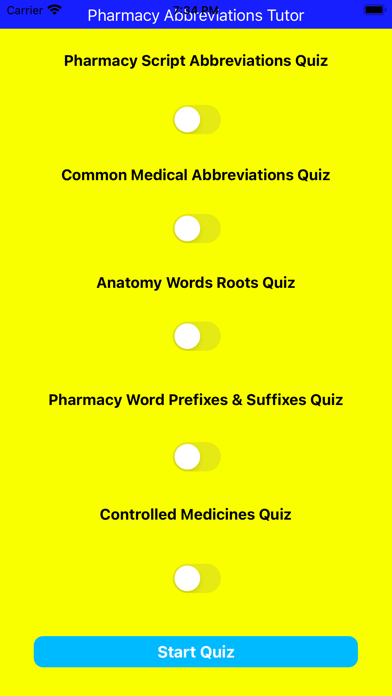 Pharmacy Abbreviations Tutor Screenshot