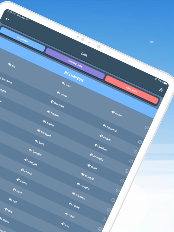 Irregular Verbs: Learn English iPad screenshot 4 - Education app