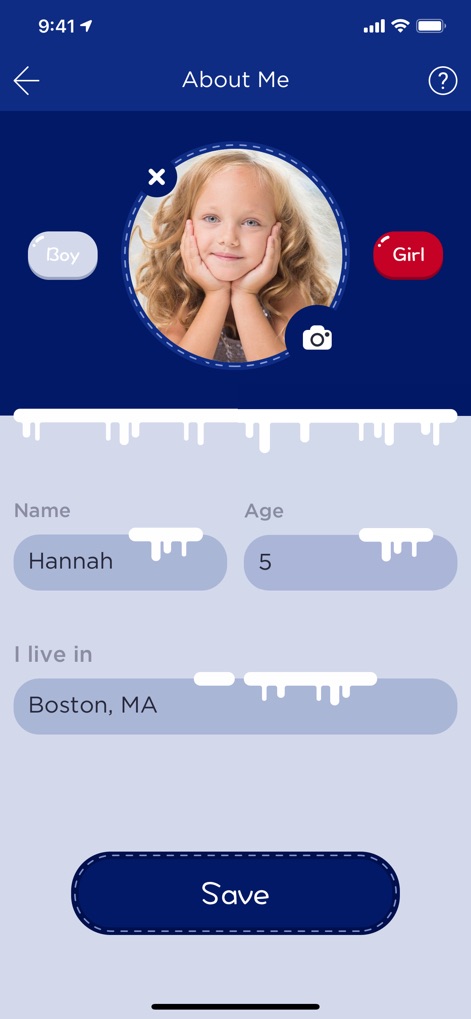 Santa Tracker - Track Santa - The app allows users to create personalized profile fields for their name and age, complete with an option to upload a user photo.