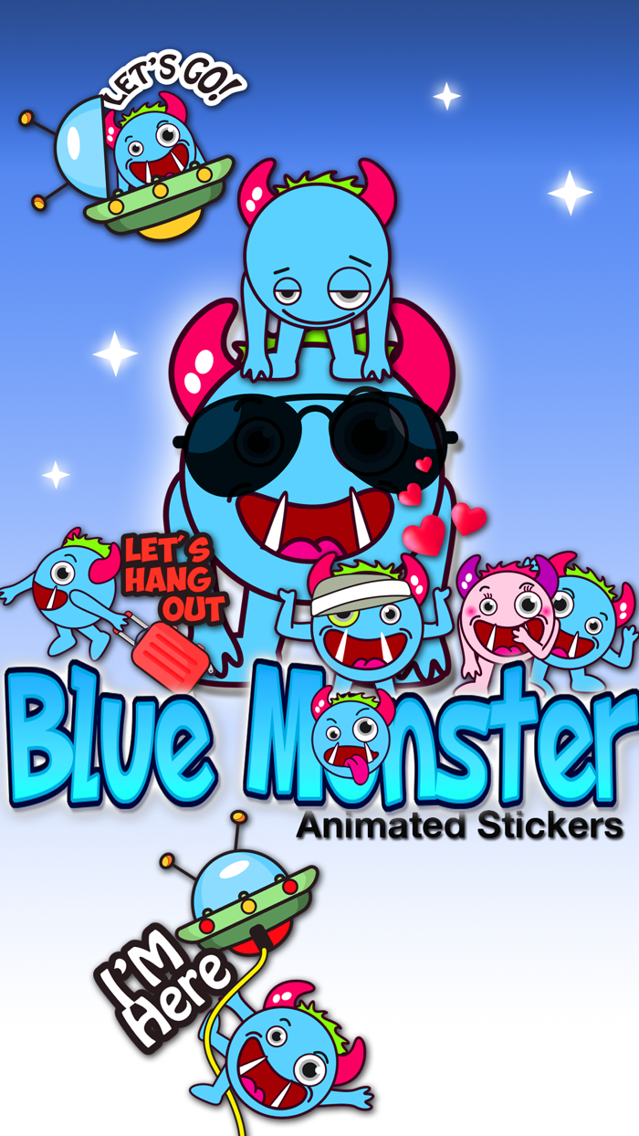 Blue Monster Animated Stickers