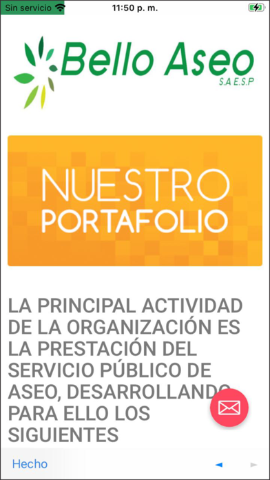 Bello Aseo App Screenshot