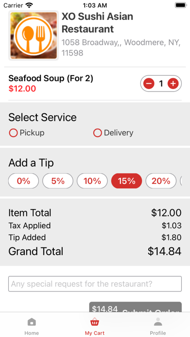 XO Sushi Asian Restaurant Screenshot