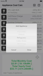 appliance cost calculator plus iphone screenshot 3