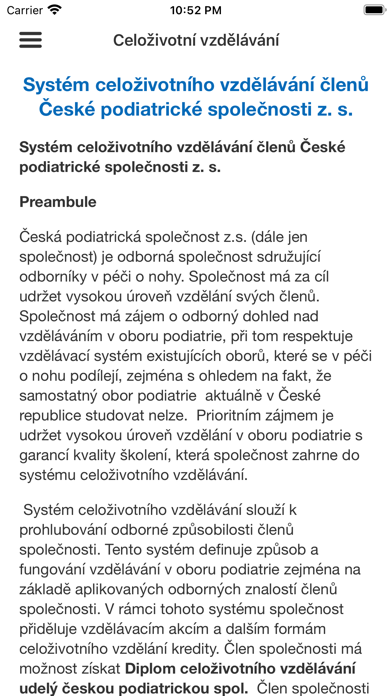 Česká podiatrická společnost Screenshot