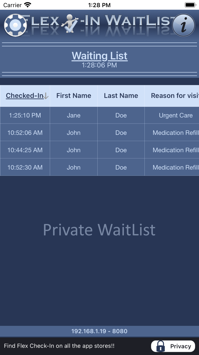 Flex Check-In WaitList