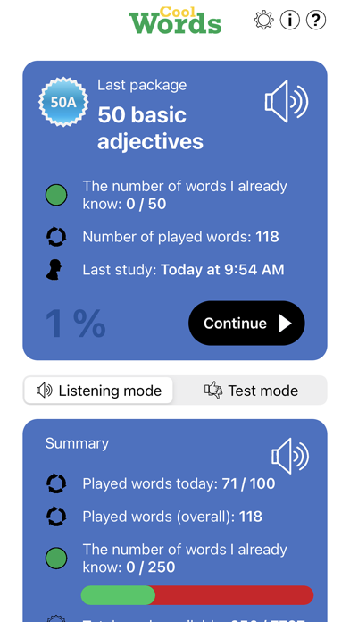 Slovak Vocabulary Screenshot