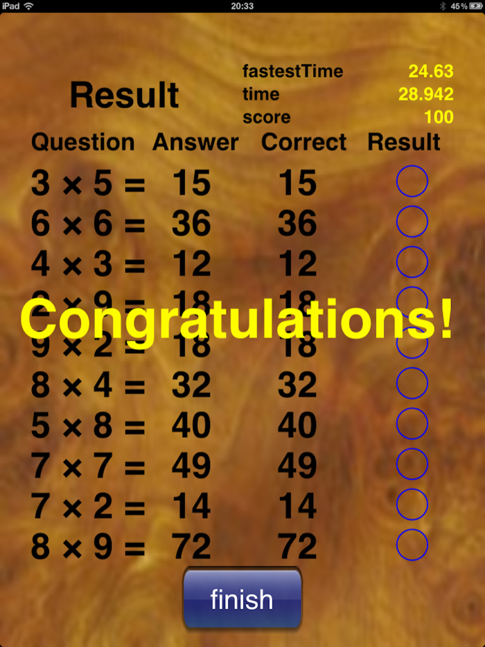Multiplication Table for iPad