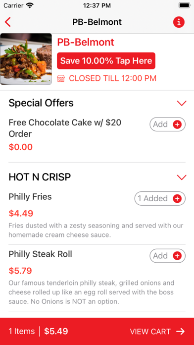 Philly's Best - Restaurant Screenshot
