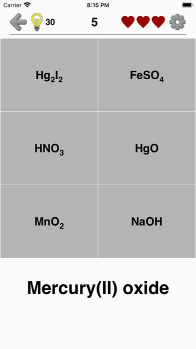Chemical Substances: Chem-Quiz Screenshot