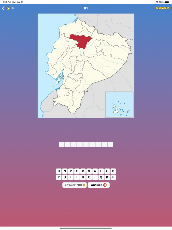 Ecuador Regions Map Quiz Game