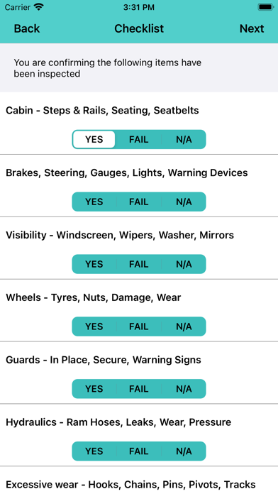 Plant PreStart Checklist Screenshot