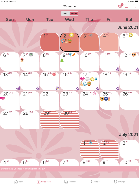Screenshot #2 for WomanLog Calendar