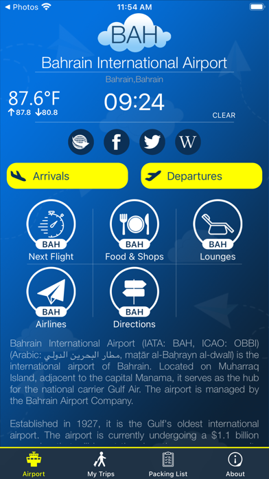 Screenshot #1 pour Bahrain Airport Info + Radar