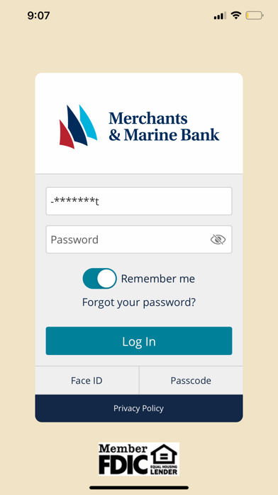 Merchants & Marine Bank Screenshot