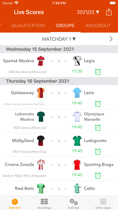 Live score europa 2021