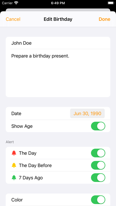 Screenshot #2 pour Birthday List - Alarm Reminder