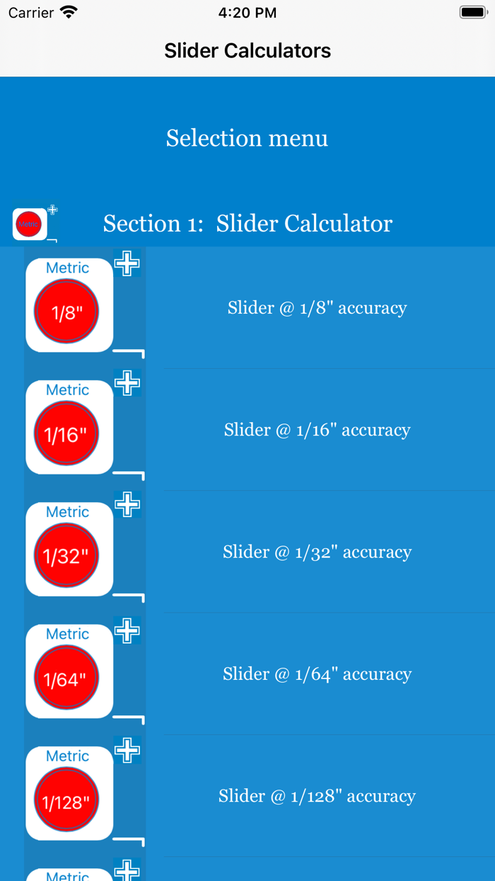 Slider Metric Calculator