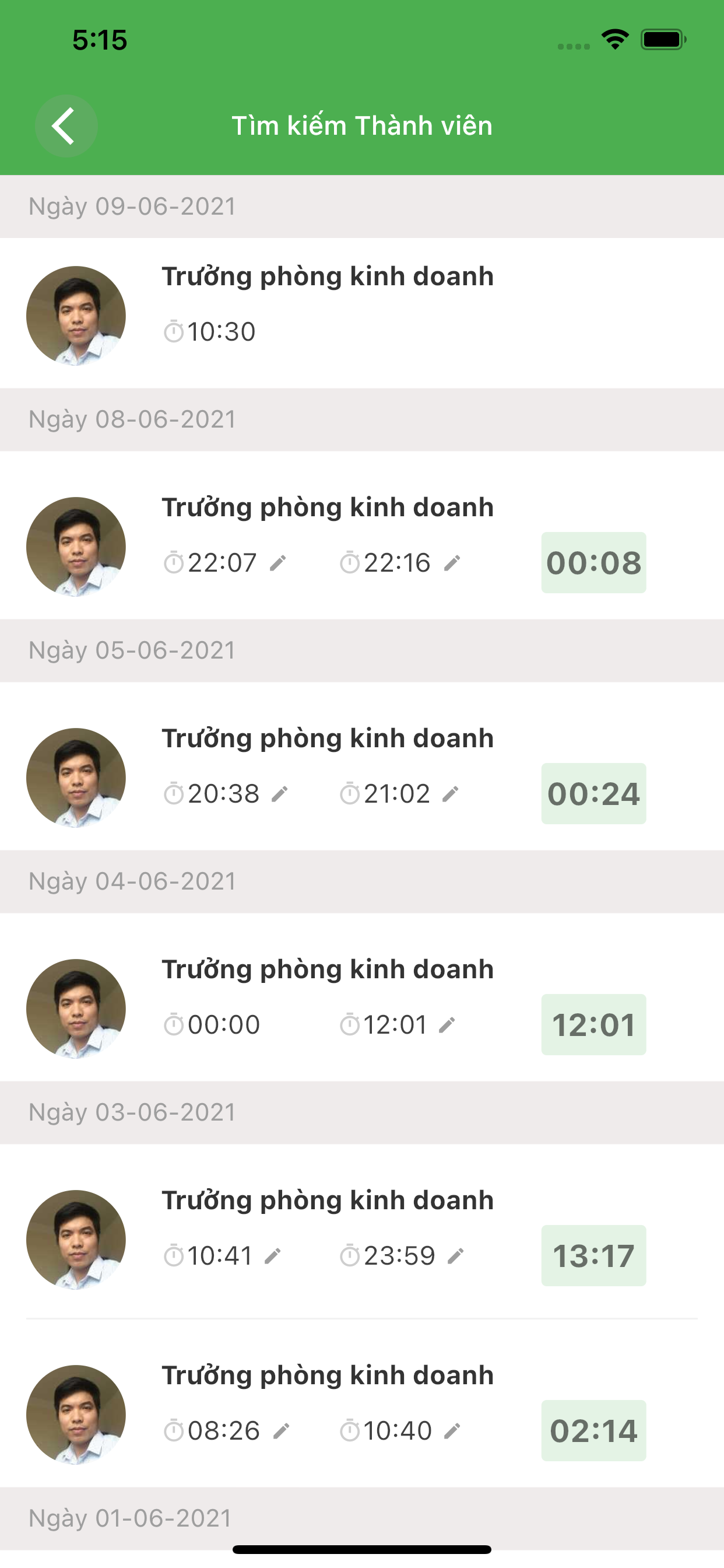 Sổ Chấm Công