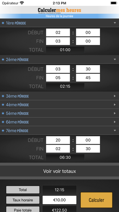 Screenshot #1 pour Calculer heures de travail
