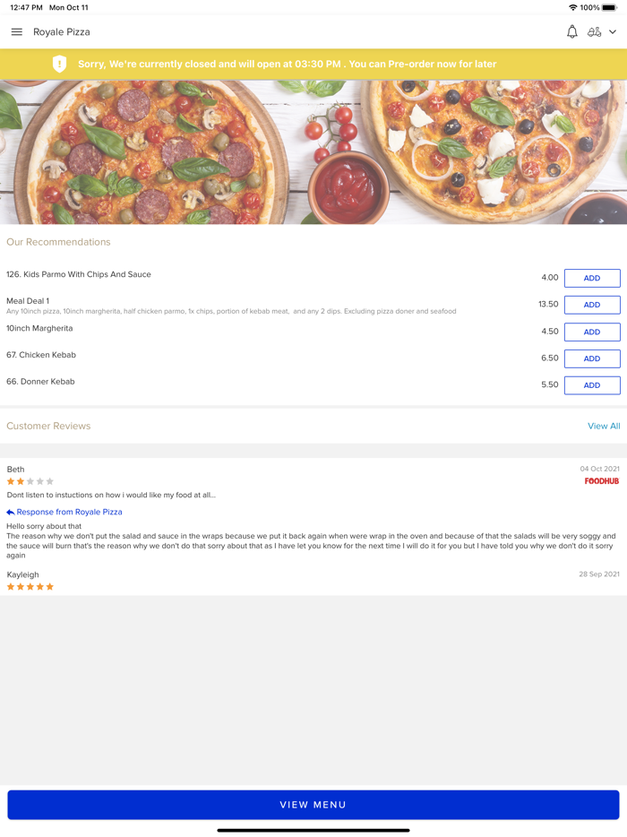 Royale Pizza Brotton