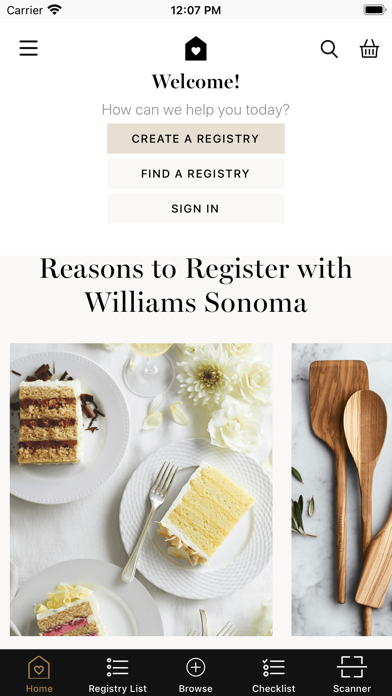 Williams Sonoma Registry Screenshot