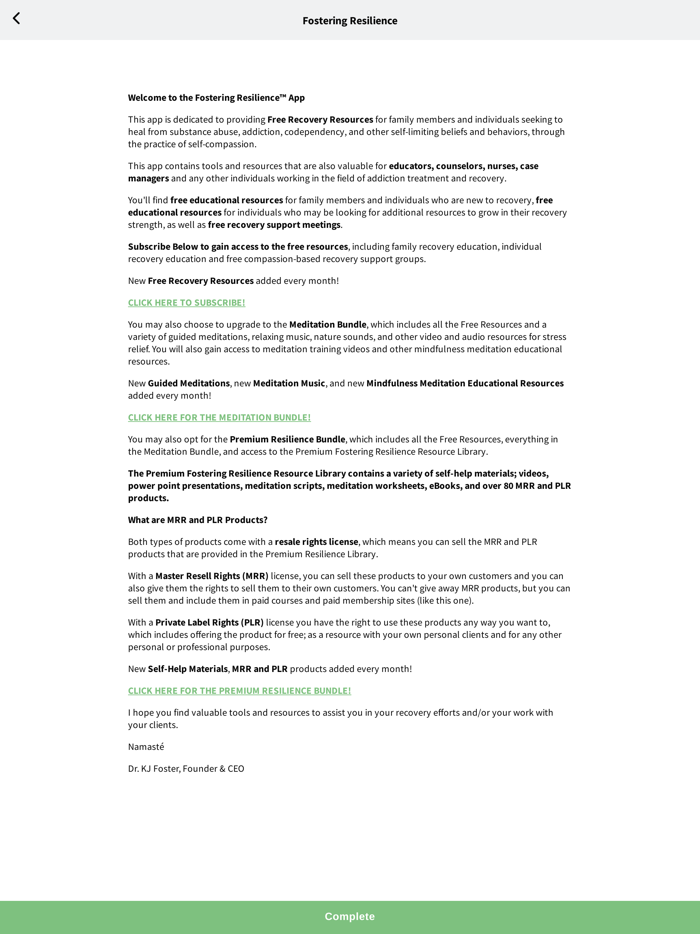 Fostering Resilience