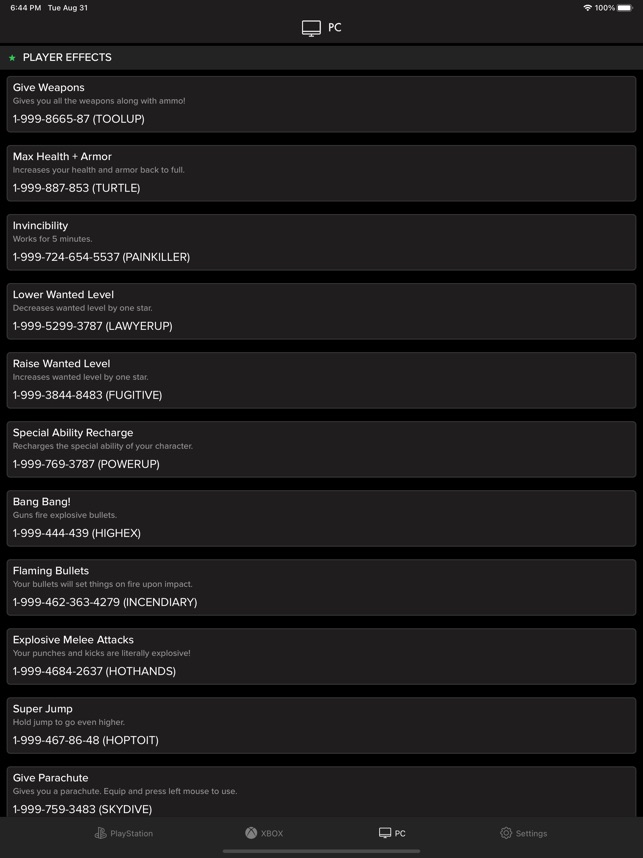 All Cheats codes for GTA V (5) on the App Store