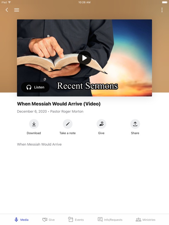 Barron Road Baptist Church iPad screenshot 2 - Education app