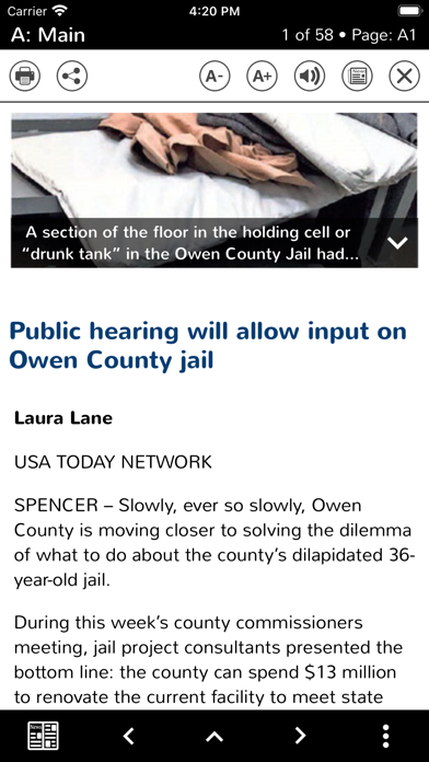 Spencer Evening World eEdition Screenshot