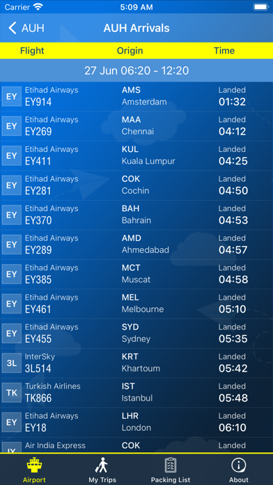 Abu Dhabi Airport AUH Info Screenshot